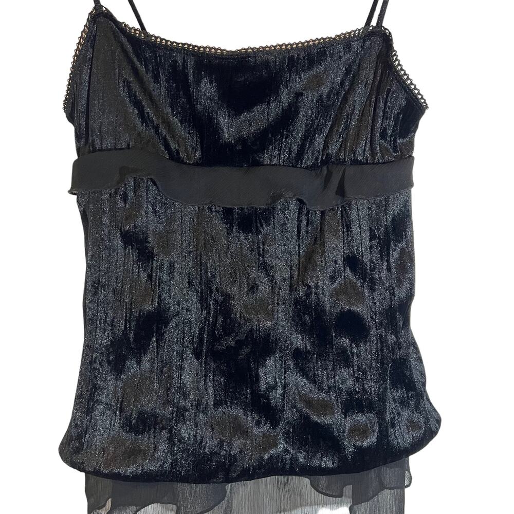 VINTAGE Next Era Couture Black Velvet Dark Romantic Goth  Top Cami  L